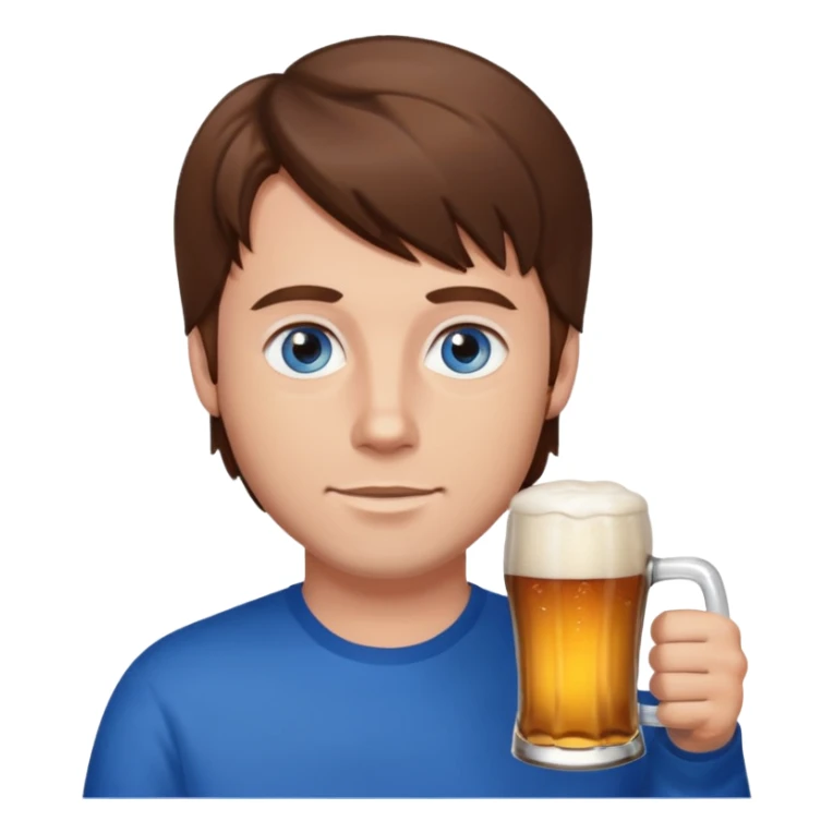 A guy with brown haies and blue eyes  that drinks a beer sticker