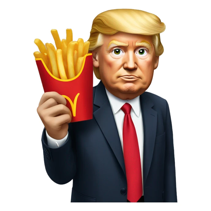 Trump holding McDonald’s French fries sticker