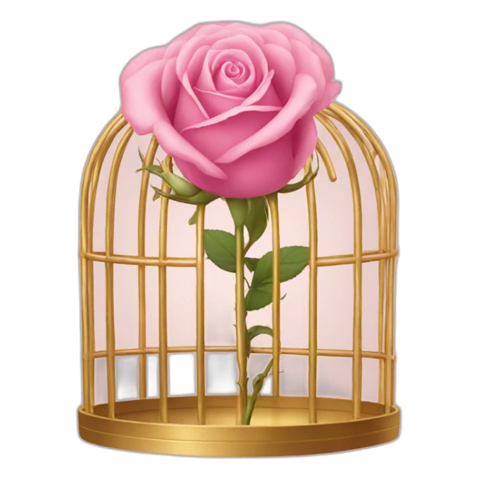 Pink rose in golden cage sticker