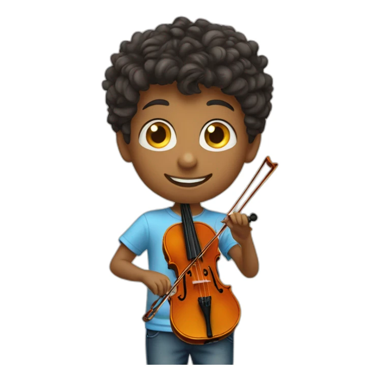 Little boy playing the violin with a violin t-shirt sticker