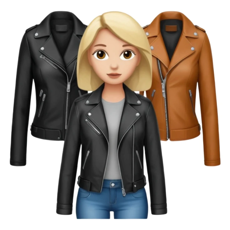 Women in leather jocket, full body, different color leather jocket, close up sticker