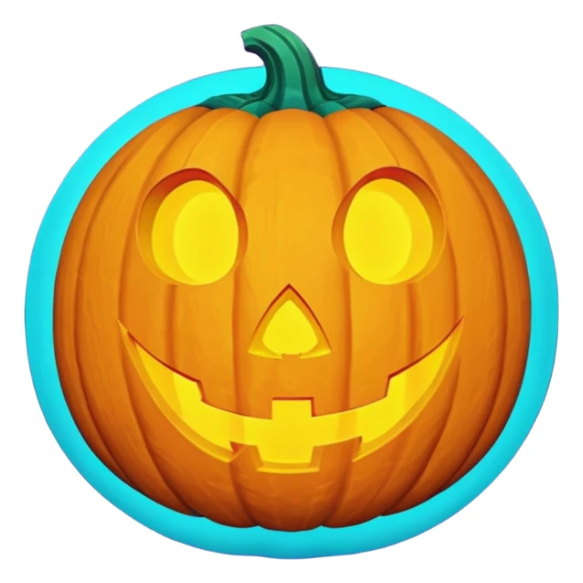 glowing jack-o'-lantern, purple and cyan colors sticker