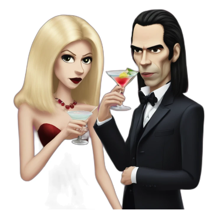 blonde vampire wife and nick cave drinking martinis sticker