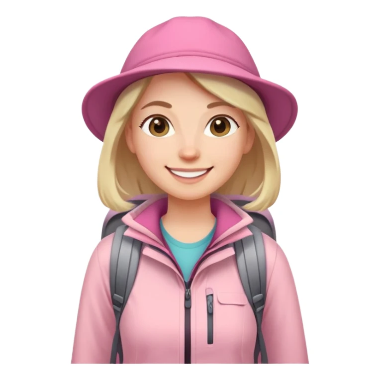 woman hiking wearing light pink clothes sticker