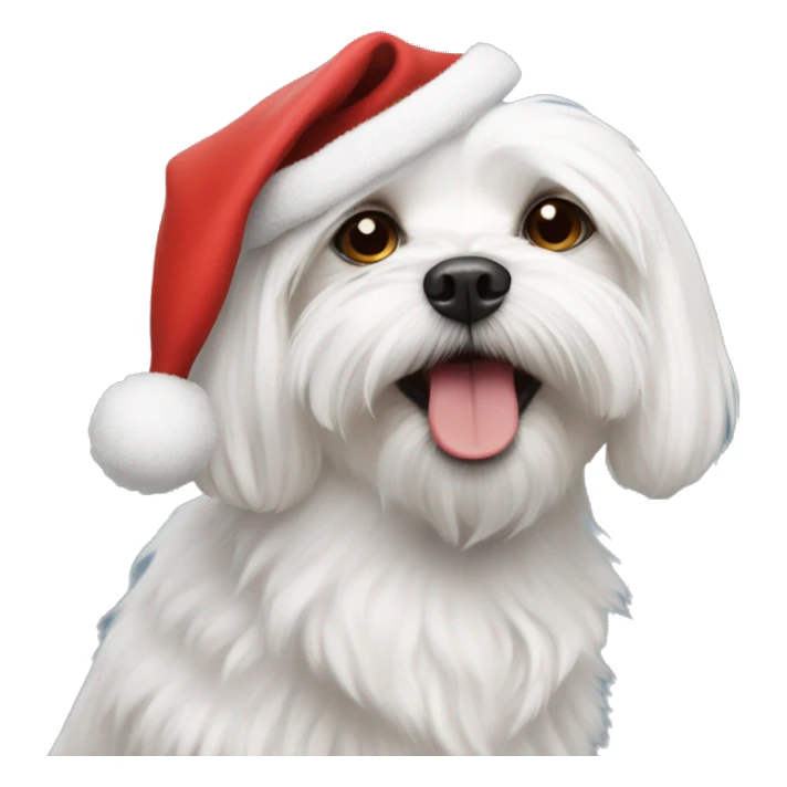 Maltese dog with Santa hat sticker