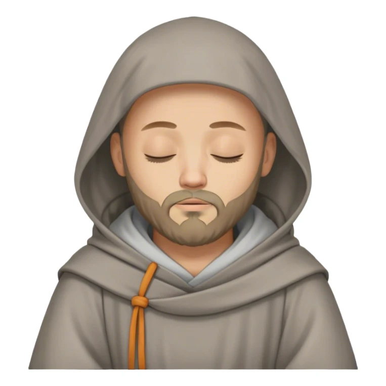 A monk with a beard wearing a grey hood and a tunic sleeping with the eyes closed sticker