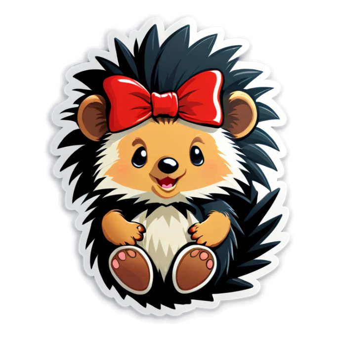 Baby Porcupine with bow sticker