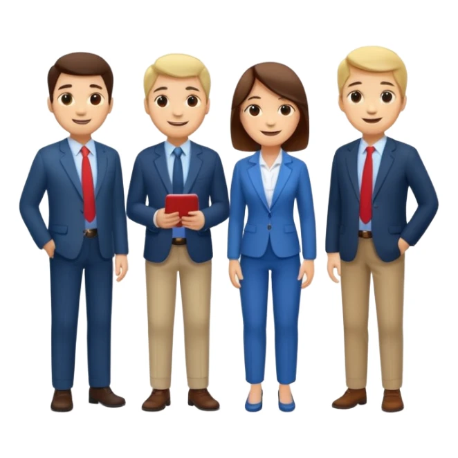 a group of employees gathered around a water cooler, smiling and chatting sticker