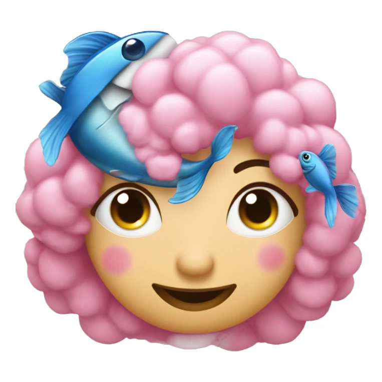 pesce rosa con i capelli blu dorme su un albero in sardegna sticker