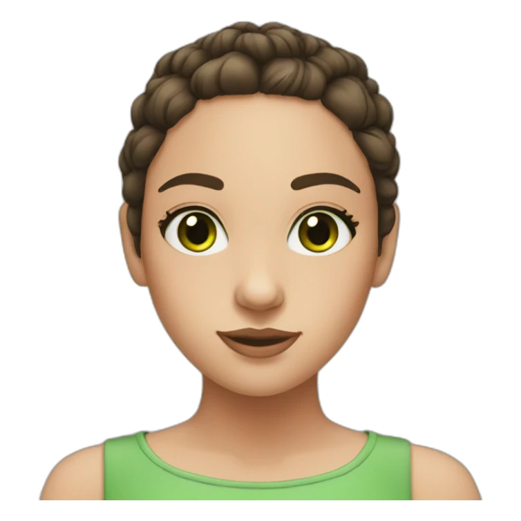 girl with green eyes, with bun and brunette hair sticker