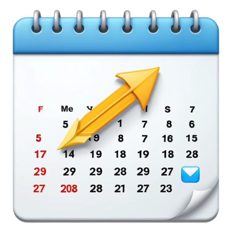 calendar with arrow showing rescheduling sticker
