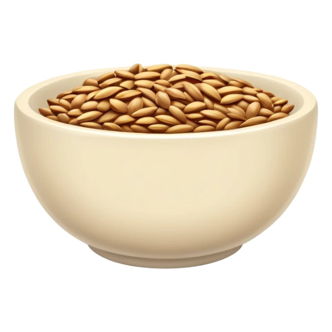 flaxseeds in a small bowl, golden brown seeds sticker