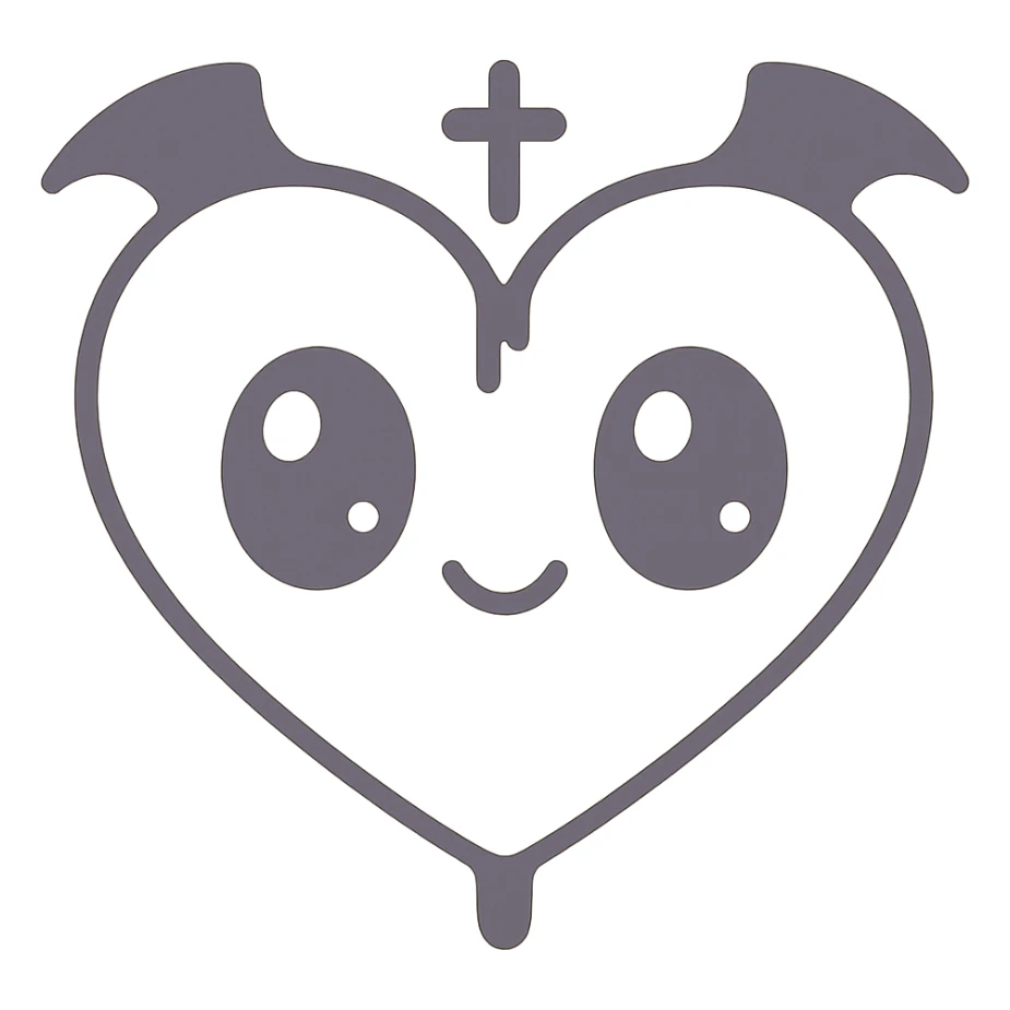 white goth heart, minimal, edgy, dark accents sticker