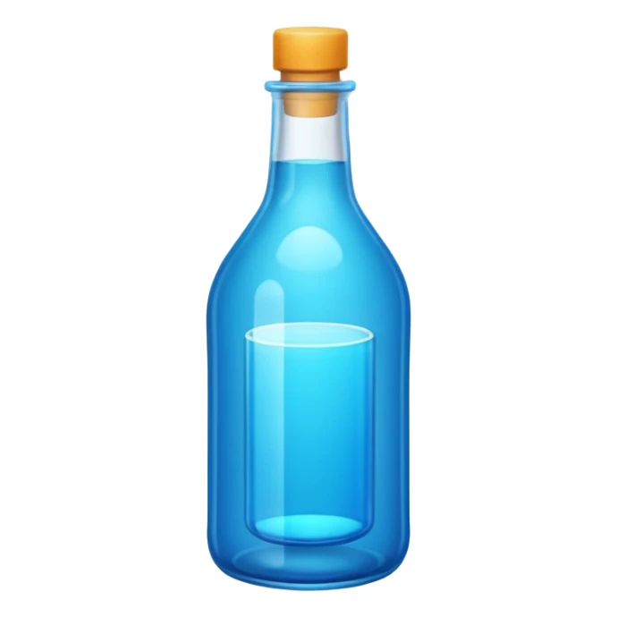 a blue motion tiled to the left, with a round glass bottle no handle, neon  sticker