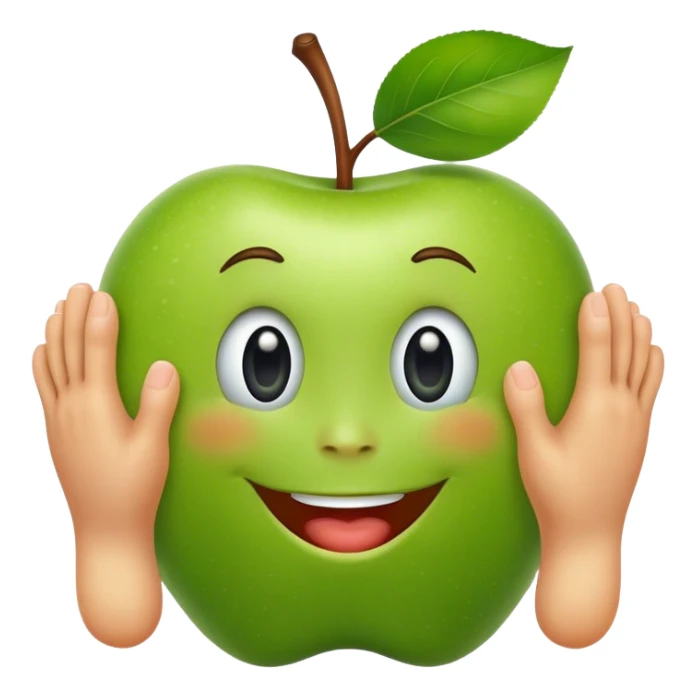Regular apple emoji face with feet and hands sticker