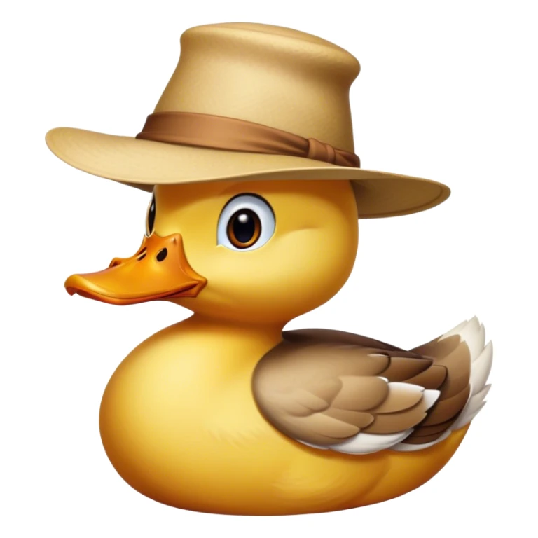 Create a picture of a duck with a spinning hat sticker