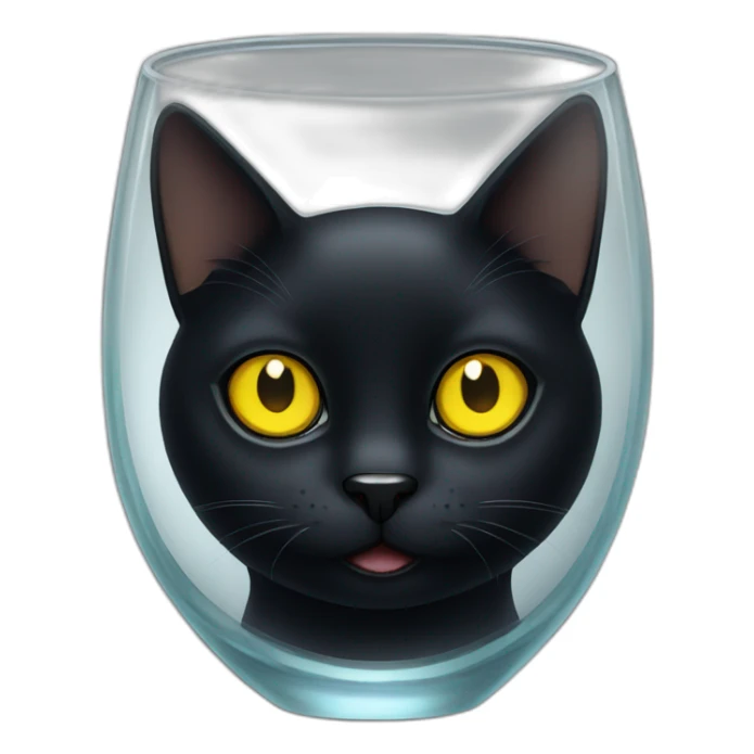 Black cat with yellow eyes in a Glass sticker