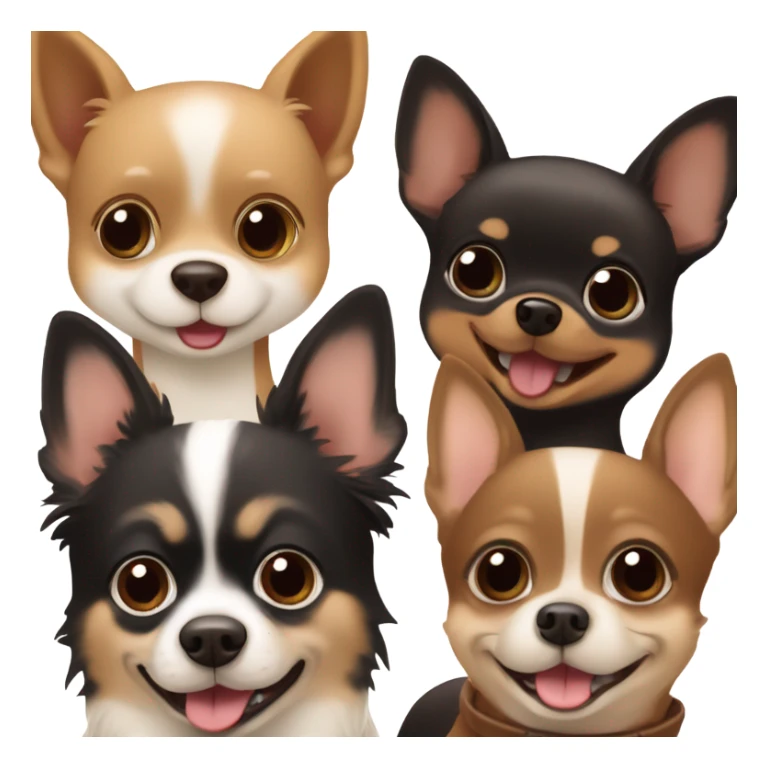 two chihuahuas and 1 black & tan pomeranian playing  sticker