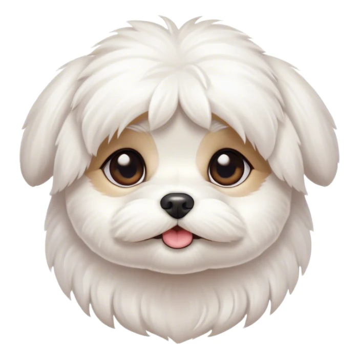 Cinematic Cute Maltese Portrait Emoji, Head tilted playfully and inquisitively, featuring a luxurious, silky white coat with a healthy sheen, round, sparkling dark eyes filled with curiosity, Simplified yet irresistibly adorable features, highly detailed, glowing with a warm, friendly glow, high shine, affectionate and lively, stylized with a touch of whimsy, bright and endearing, soft glowing outline, capturing the essence of a mischievous yet loving companion, so playful it feels like it could scamper out of the screen and into your arms! sticker