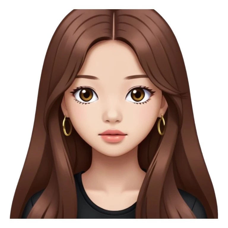 Jennie from BLACKPINK with long brown hair sticker