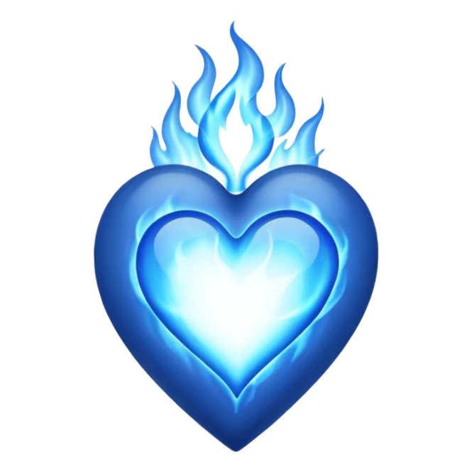 burning blue heart with blue flame sticker