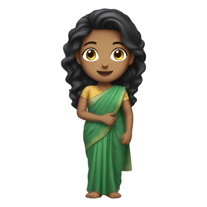 Light skin black hair girl wearing saree sticker