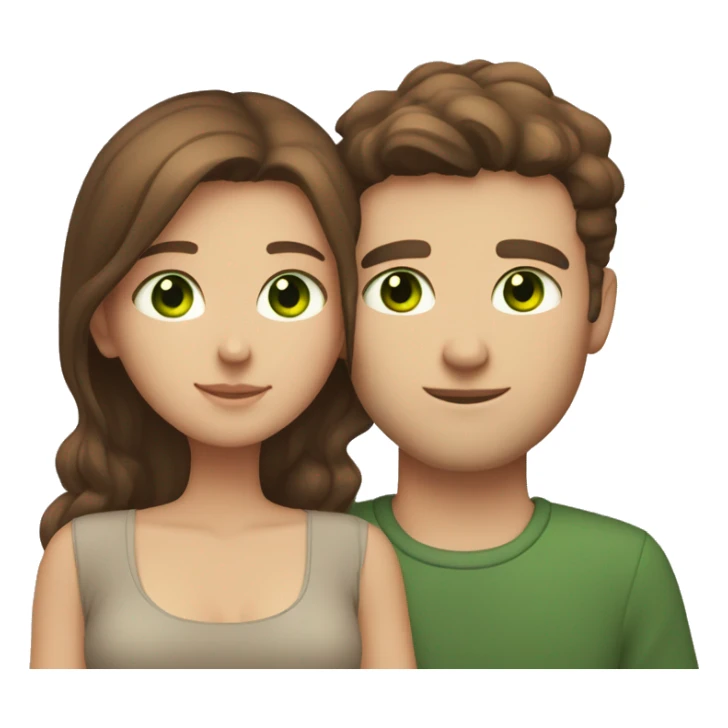 brown haired with green eyes and fair skin girlfriend hugging light brown haired boyfriend with brown eyes and fair skin sticker