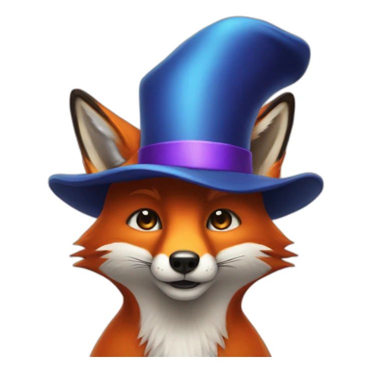 a fox with a hat of a magician oh his head sticker