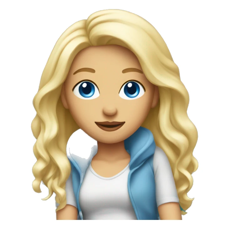 Beautiful blonde blue eyed woman sitting on couch sticker