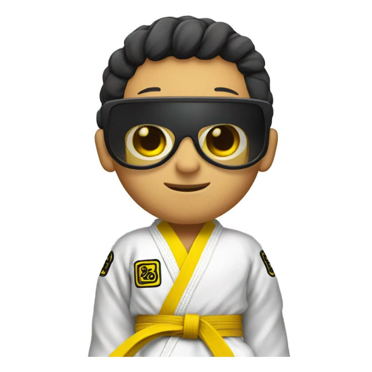 Asian Cool boy with jiujitsu gi with a yellow belt and sunglasses sticker
