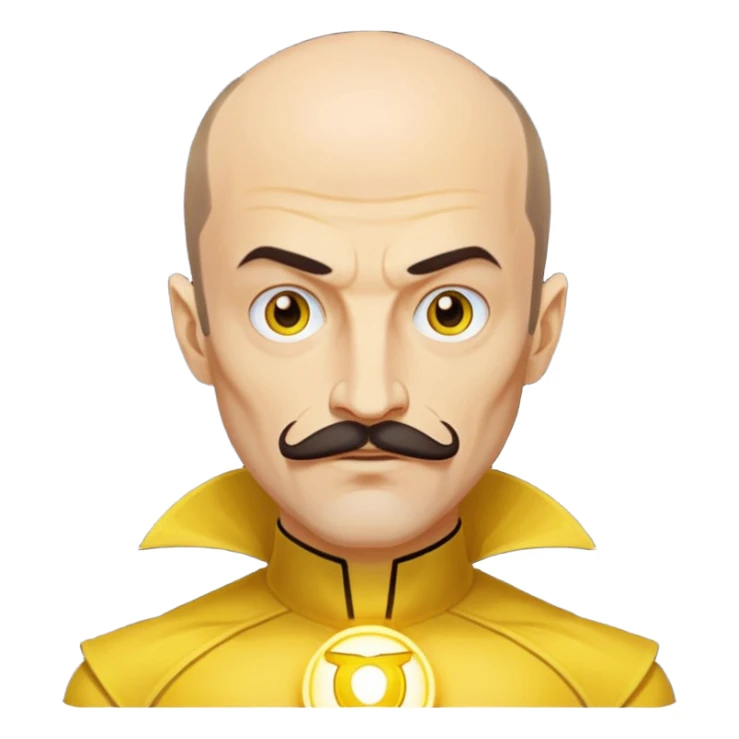 dc sinestro yellow lantern with mustache and balding head sticker