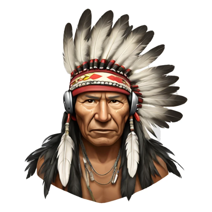 Indian chief bobber sagebrush with headset on and feathers sticker