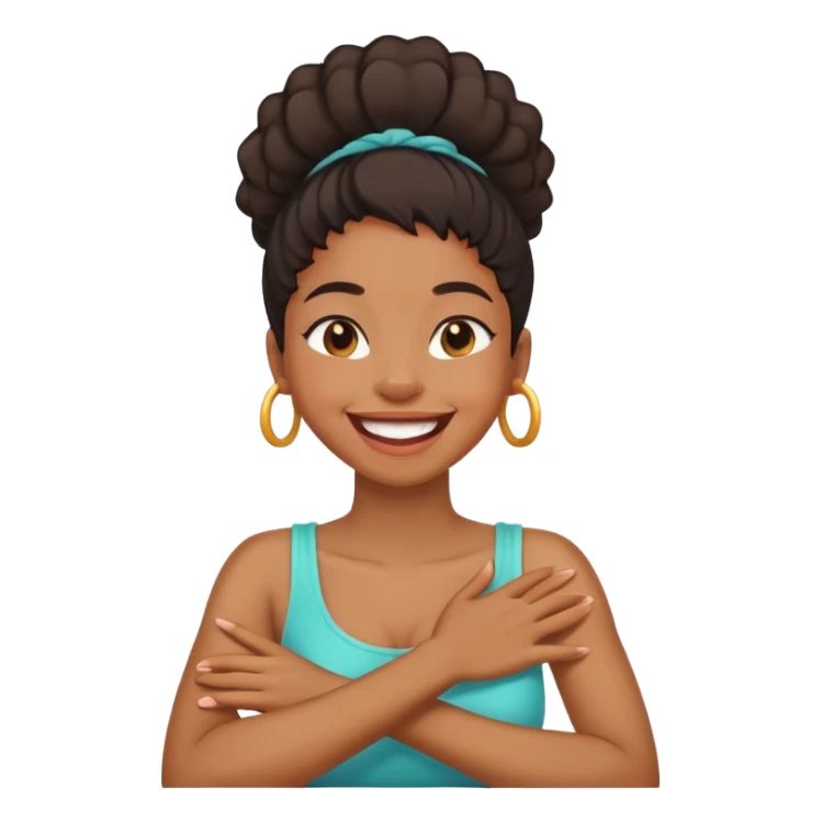 arms crossed holding neck laughing black girl sticker