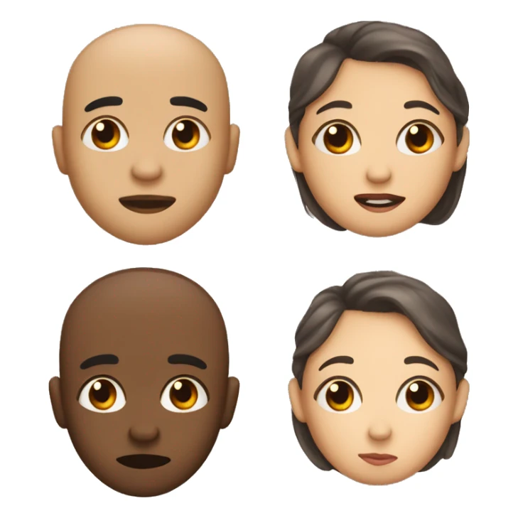 emoji with a really big forehead, big eyebrows, big lips, white skin color, a mole on right cheek sticker