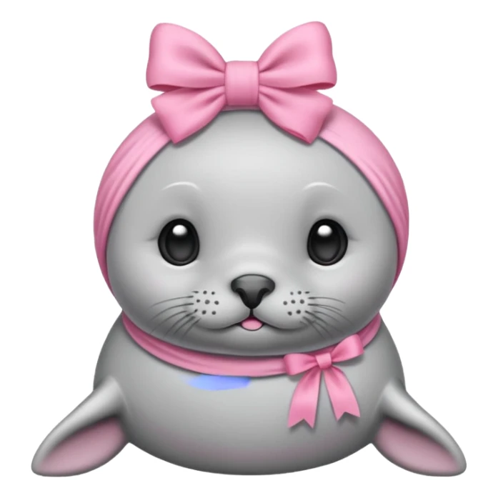 cute Seal with a pink bow on her head like a ribbon sticker
