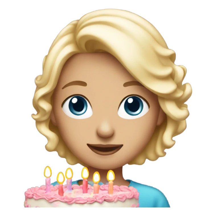 blonde girl with birthday cake sticker