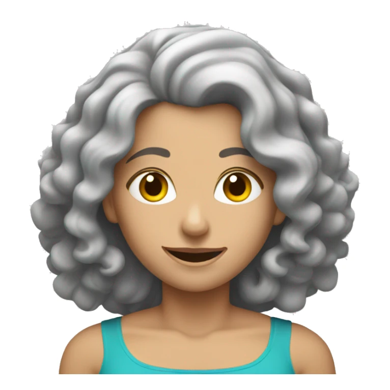 Caucasian women with curly gray hair lifting weights sticker