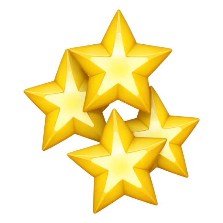 three glowing four-angled yellow stars - two big and one smaller sticker
