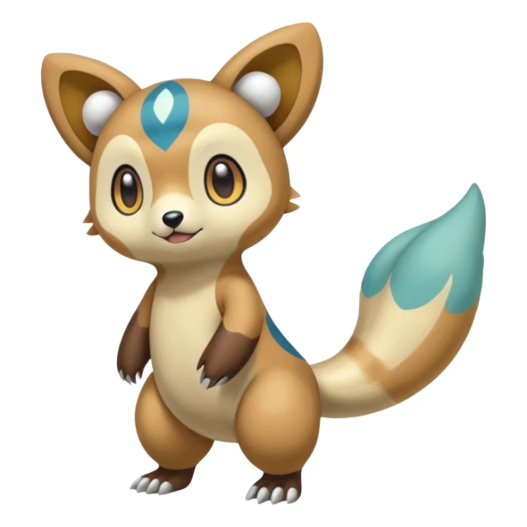 Colorful Skilled Adept Graceful Asian Painted Meloetta-Teddiursa-Oshawott-Floatzel-Ursaring-fusion-hybrid-creature (full body) sticker