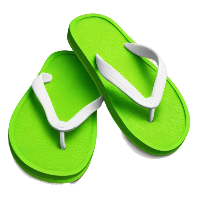 Realistic lime green pair of summer flip flops isolated. sticker