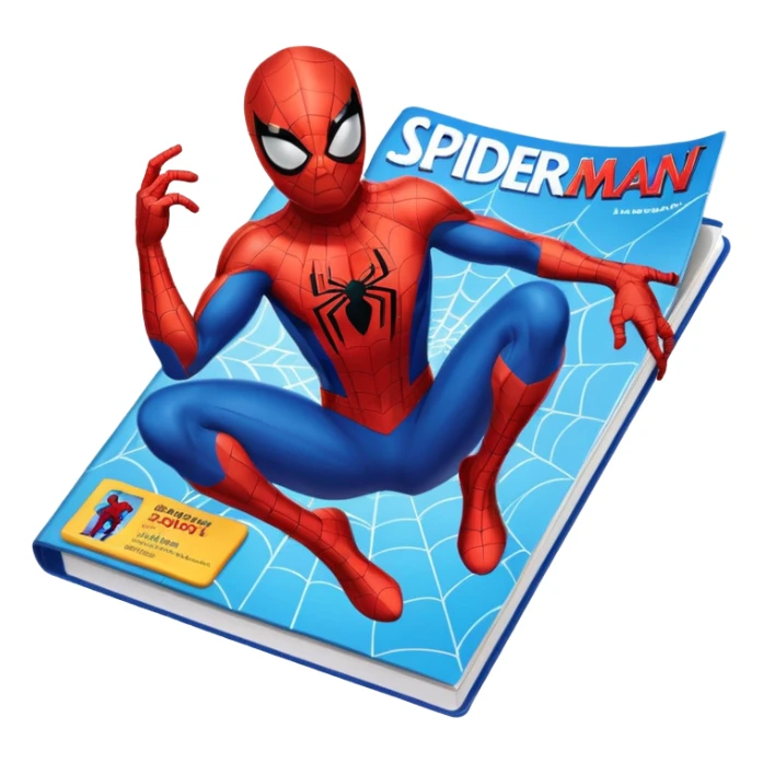 a magazine with Spider-Man on the cover sticker