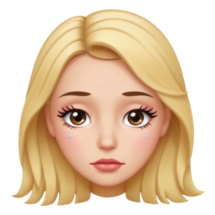 Sad flirty shy with lashes and blush watery eyes  sticker