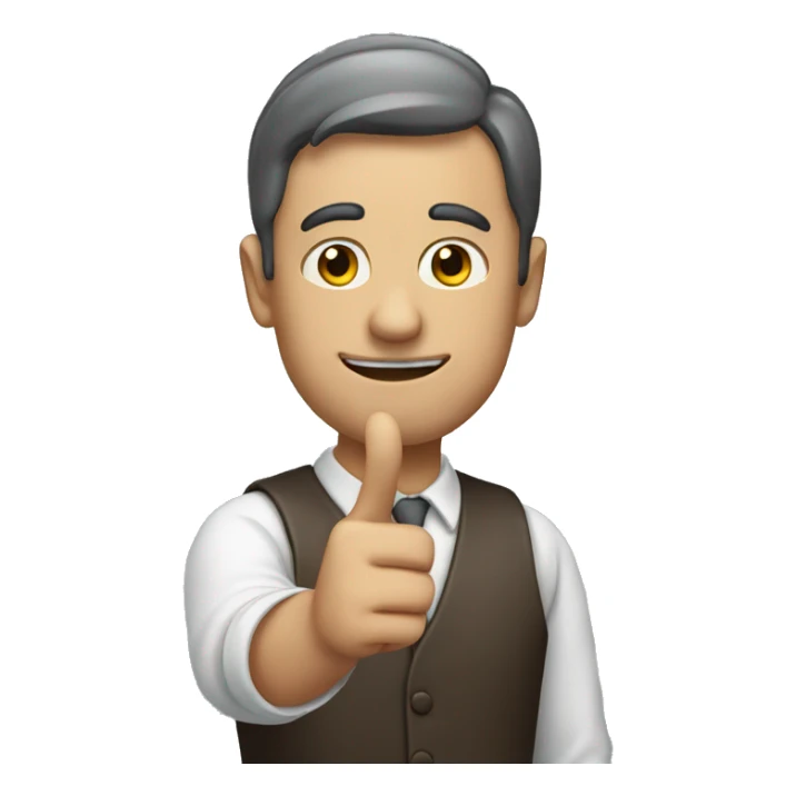 man with information raising his finger to say it sticker