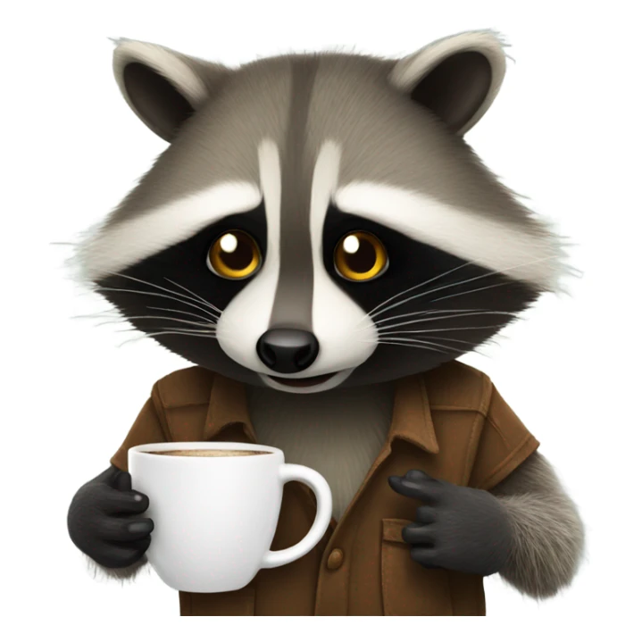 Realistic Raccoon holding a cup of coffee sticker