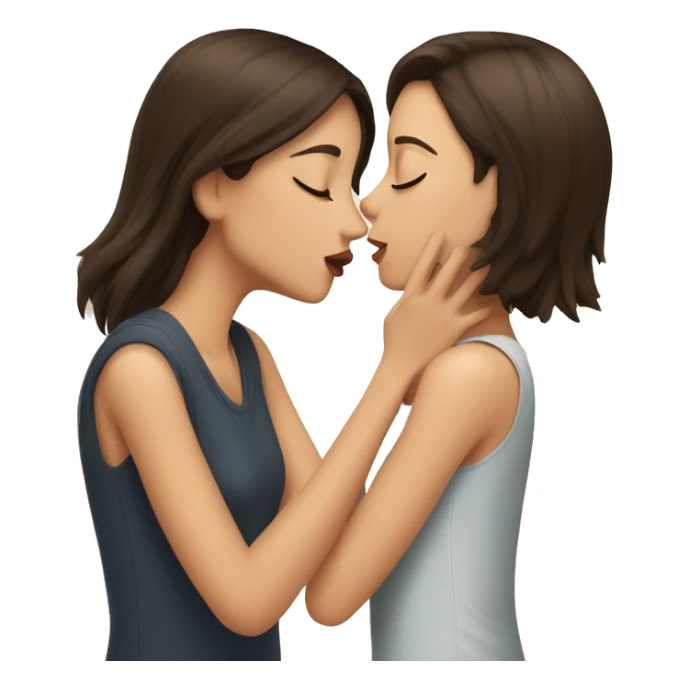 Short long haired brunette girl kisses tall short haired girl sticker