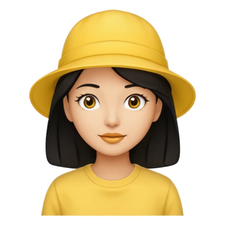 black haired women with yellow hat sticker