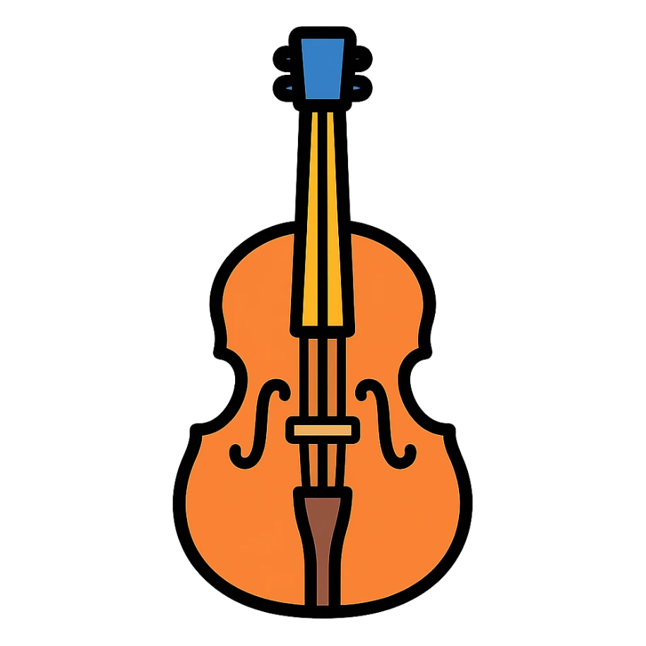 colored double bass musical instrument icon sticker
