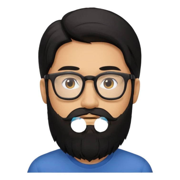 man with long black hair and beard and eyeglasses sticker