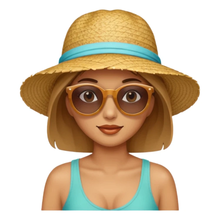 Woman’s straw beach hat and sunglasses  sticker