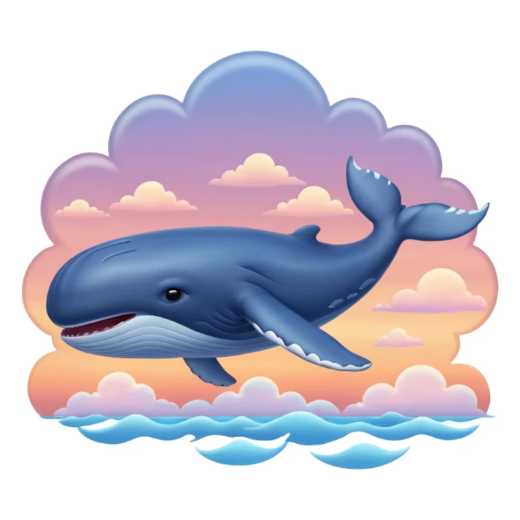 Sky Whale – Gigantic whale drifting among pastel sunset clouds. sticker
